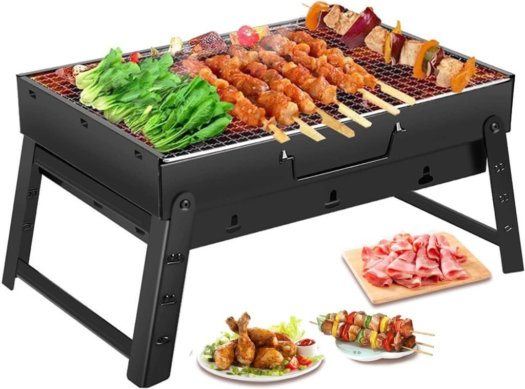 Charcoal Grill, BBQ Grill Folding Portable smoker Grill, Barbecue Grill Mini Barbecue Grill desk Tabletop Outdoor Grill for Camping Picnics Garden Beach Party