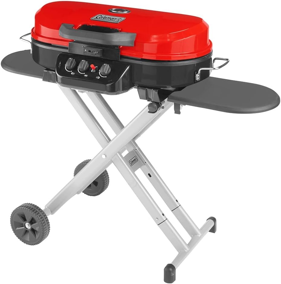 Coleman RoadTrip 285 Portable Stand-Up Propane Grill, Gas Grill with 3 Adjustable Burners  Instastart Push-Button Ignition; Great for Camping, Tailgating, BBQ, Parties, Backyard, Patio  More