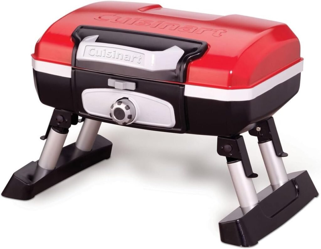 Cuisinart CGG-180T Petit Gourmet Portable Tabletop Propane Gas Grill, Red 17.6 x 18.6 x 11.8-Inch