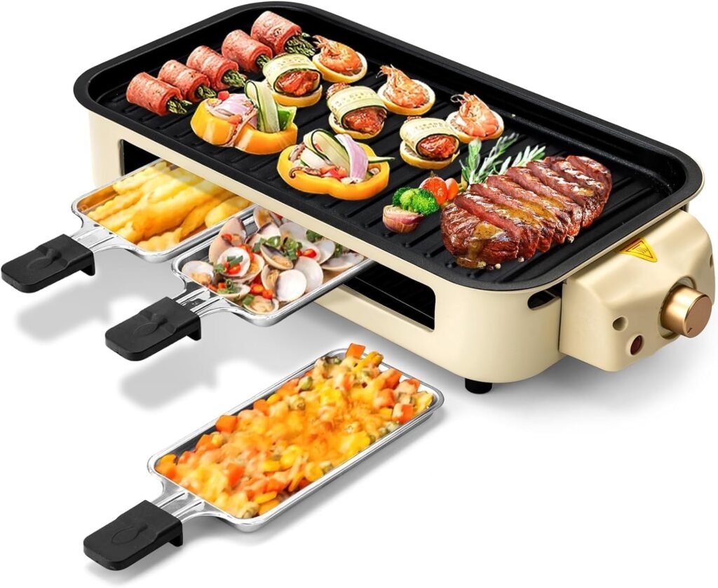 Electric Indoor Grill,2 in 1 Indoor Grills for Kitchen with Grill Net  Non-Stick Cooking Removable Plate, Temperature Control, Dishwasher Safe, 1500W Smokeless Grill