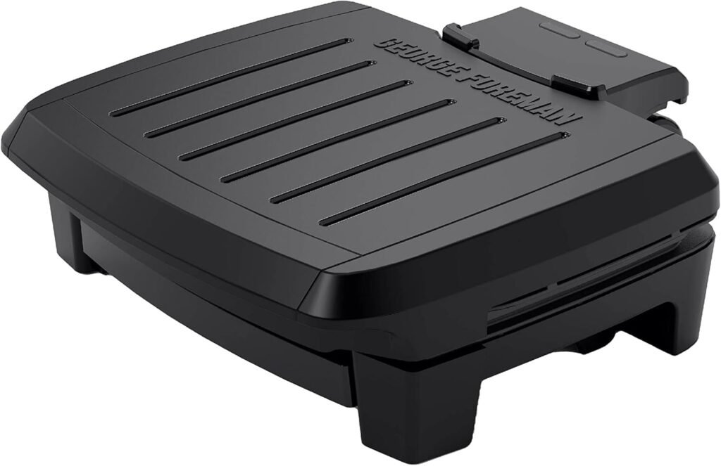 George Foreman® Fully Submersible™ Grill, NEW Dishwasher Safe, Wash the Entire Grill, Easy-to-Clean Nonstick, Black/Grey, 4-Serving