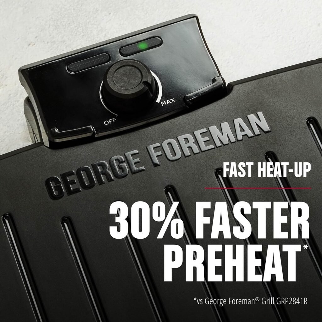 George Foreman® Fully Submersible™ Grill, NEW Dishwasher Safe, Wash the Entire Grill, Easy-to-Clean Nonstick, Black/Grey, 4-Serving