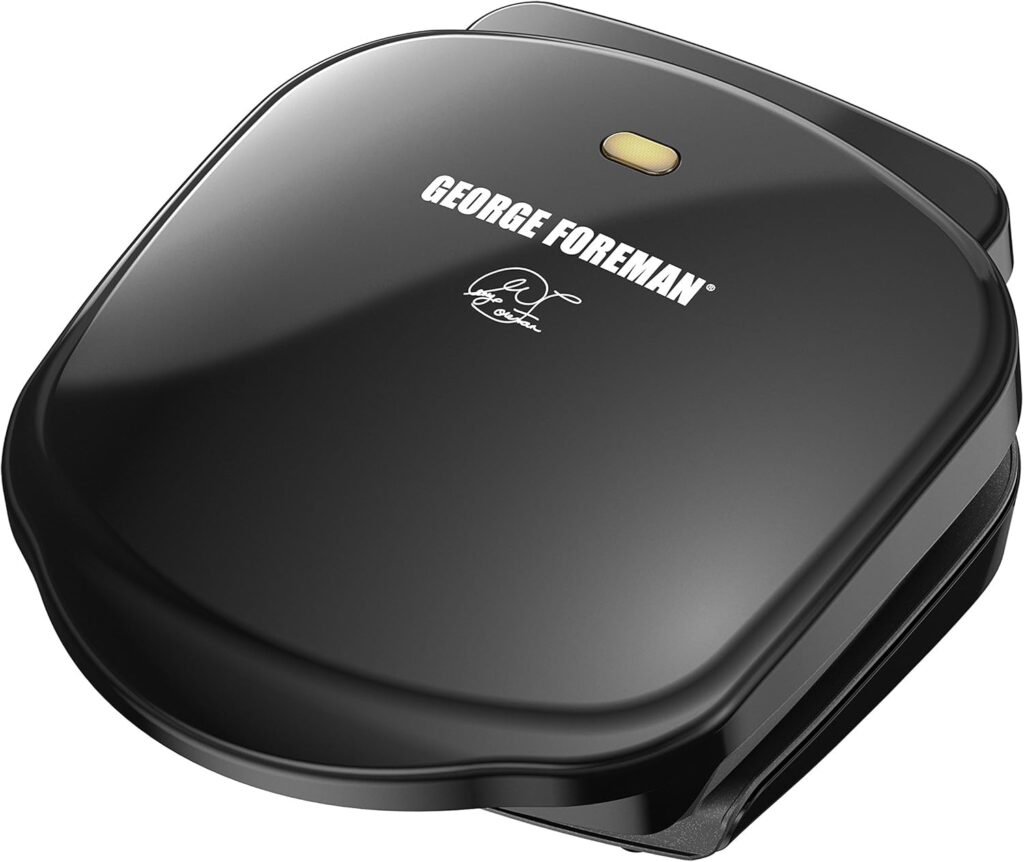 George Foreman GR10B 2-Serving Classic Plate Electric Indoor Grill and Panini Press, Black