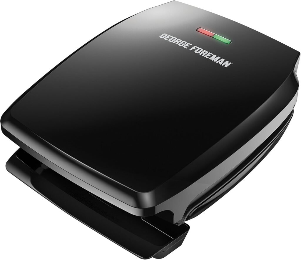 George Foreman GR340FB 4-Serving Classic Plate Electric Indoor Grill and Panini Press, Black