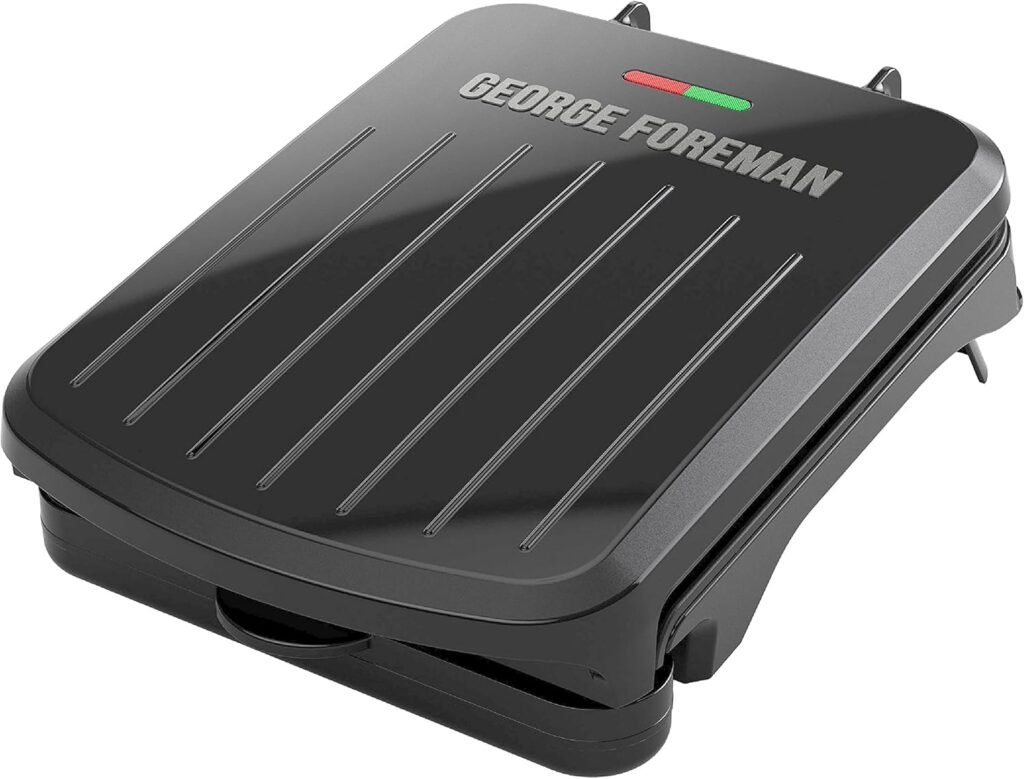 George Foreman GR340FB 4-Serving Classic Plate Electric Indoor Grill and Panini Press, Black