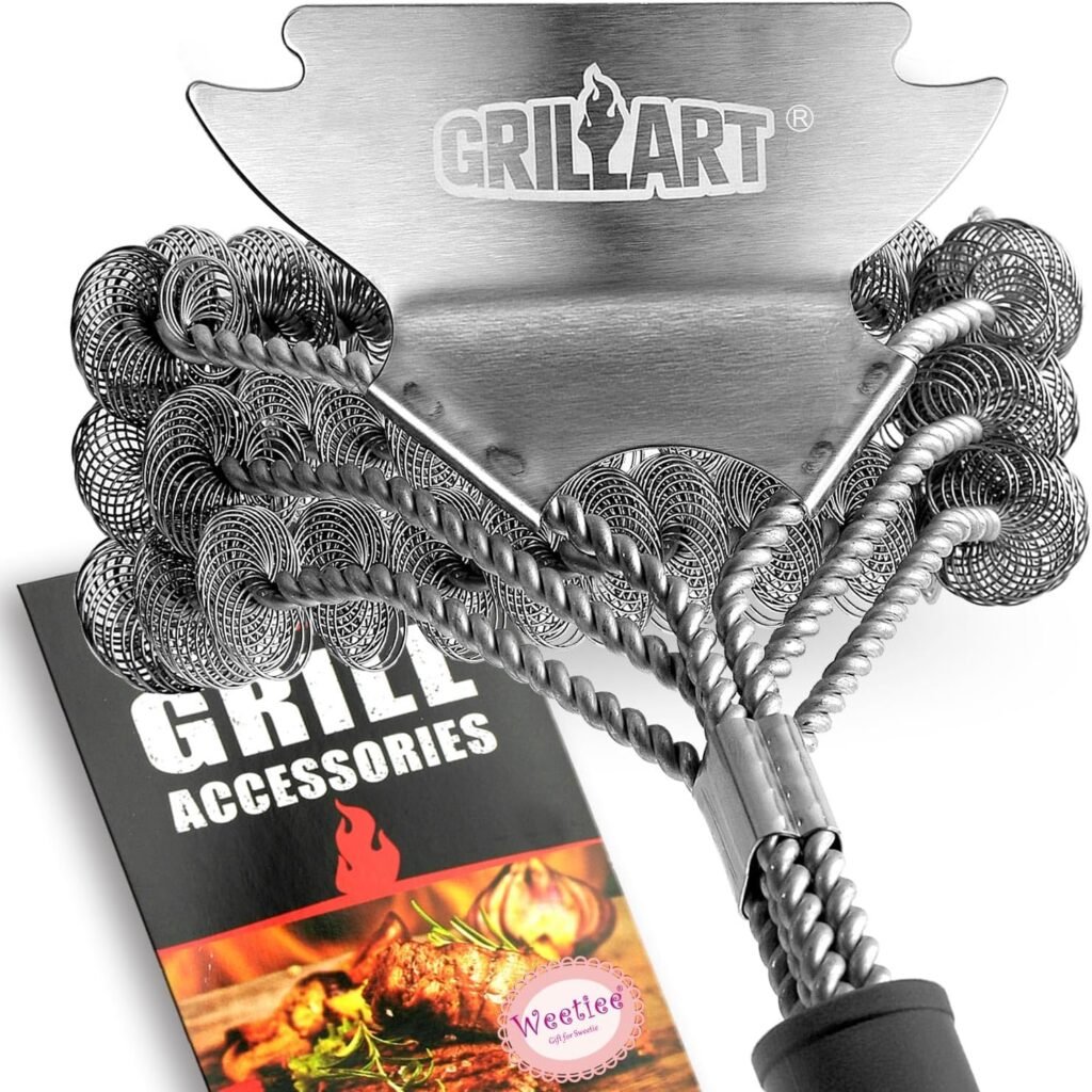 GRILLART Grill Brush and Scraper Bristle Free - Safe BBQ Brush for Grill -Stainless Grill Grate Cleaner - Safe Grill Accessories for Porcelain/Weber Gas/Charcoal Grill - Gifts for Grill Wizard/Men/Dad