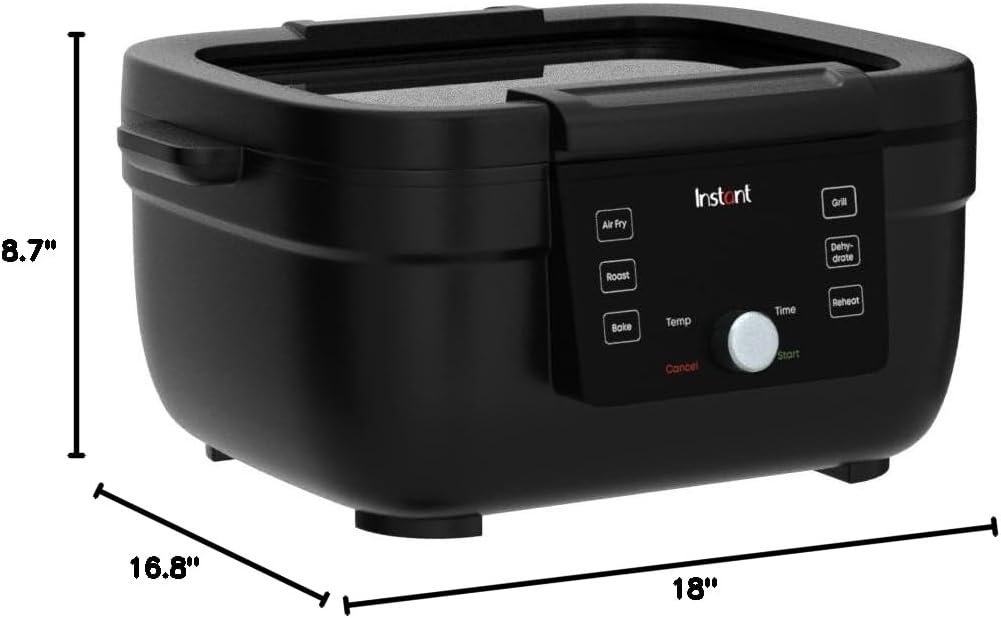 Instant Pot 6-in-1 Air Fryer and Indoor Grill with Bake, Roast Reheat  Dehydrate, From the Makers of Instant Pot, with Odor-Reducing Filter, Clear Cooking Window, and Removable Lid for Easy Cleaning