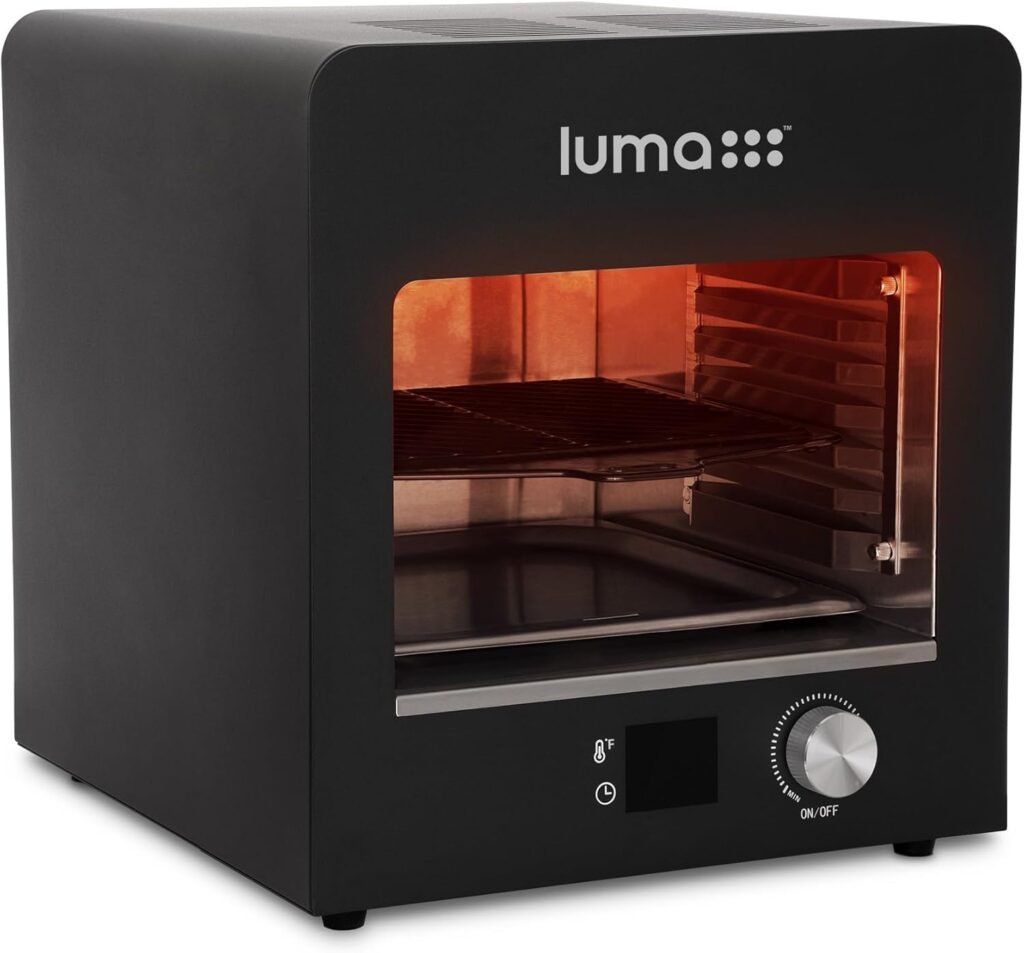 Luma Electric Steak Grill, Portable Indoor Countertop Oven with Griddle, Smokeless Electric Infrared Grill, Heats up to 1450 Degrees, BBQ, Grill, Toast, and Broil Chicken, Beef, Pork, and Vegetables