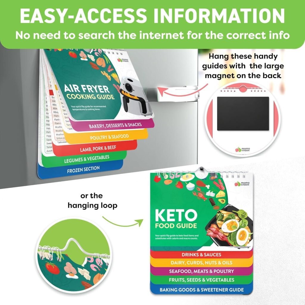 Momo  Nashi Keto Cheat Sheet Magnets Booklet - Keto Diet for Beginners  Dummies Kit - Magnetic Keto Food List Planning Tool Chart Weight Loss, Low Carb Ketogenic Meal Plan, Baking, Recipes Guide